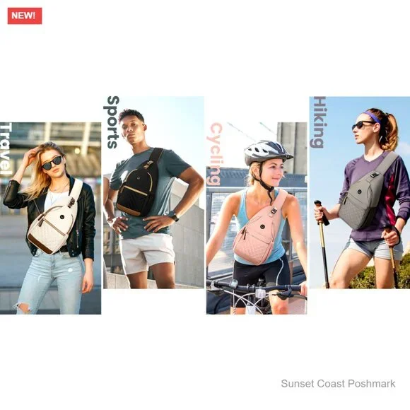 Crossbody Sling Bag Minimal Travel Lightweight Adjustable Multi-Pocket Secure - Picture 7 of 7